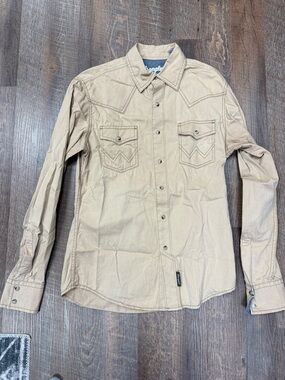 Wrangler Beige/Tan Western Snap-Front Shirt